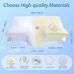 HOMCA Memory Foam Pillow, 2 in 1 Cervical Pillow for Neck Pain Relief, Ergonomic Neck Support Pillows for Side Back Stomach Sleepers with Breathable Pillowcase(White)