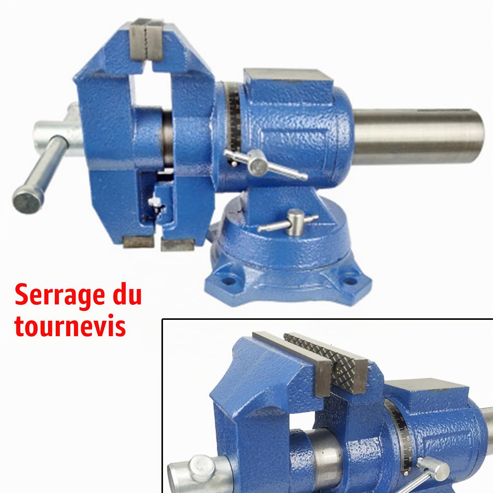 Étau pivotant professionnel, pivotant, enclume, plateau tournant, étau de table, établi, mâchoires en acier de haute qualité, étau de table multifonctionnel, pour mécaniciens et