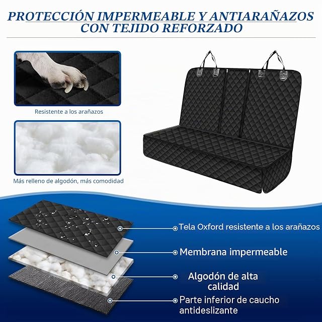 Foto 3 de 7 de Shenkon Tech Funda Perros Coche,Protector de Asiento Trasero de Piel Antiadherente para Mascotas
