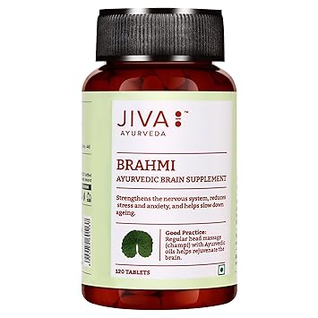 Jiva Brahmi Tablets - Mind Wellness | 100% Pure & Natural | Slow-Down the Ageing | Goodness Of Brahmi, Babool & Corn Starch - 120 tablets - Pack of 1