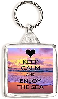 Keep Calm and Enjoy the Sea - Square Keyring