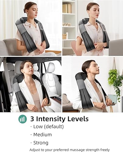 Miniatura 5 de Nekteck Masajeador Shiatsu inalámbrico de cuello y espalda con calor relajante, almohada eléctrica recargable de tejido profundo 3D para alivio del