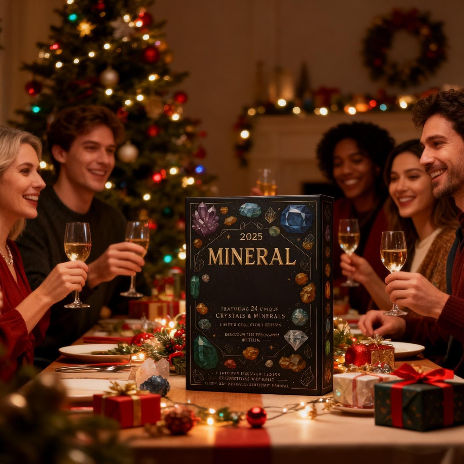 Calendario de Cuenta Atrás para Navidad 2025 24 Días Accesorios Planos | Calendario De Adviento Con Tema Mineral Para Navidad Para Familia Amigos Niños Adultos Árbol Repisa