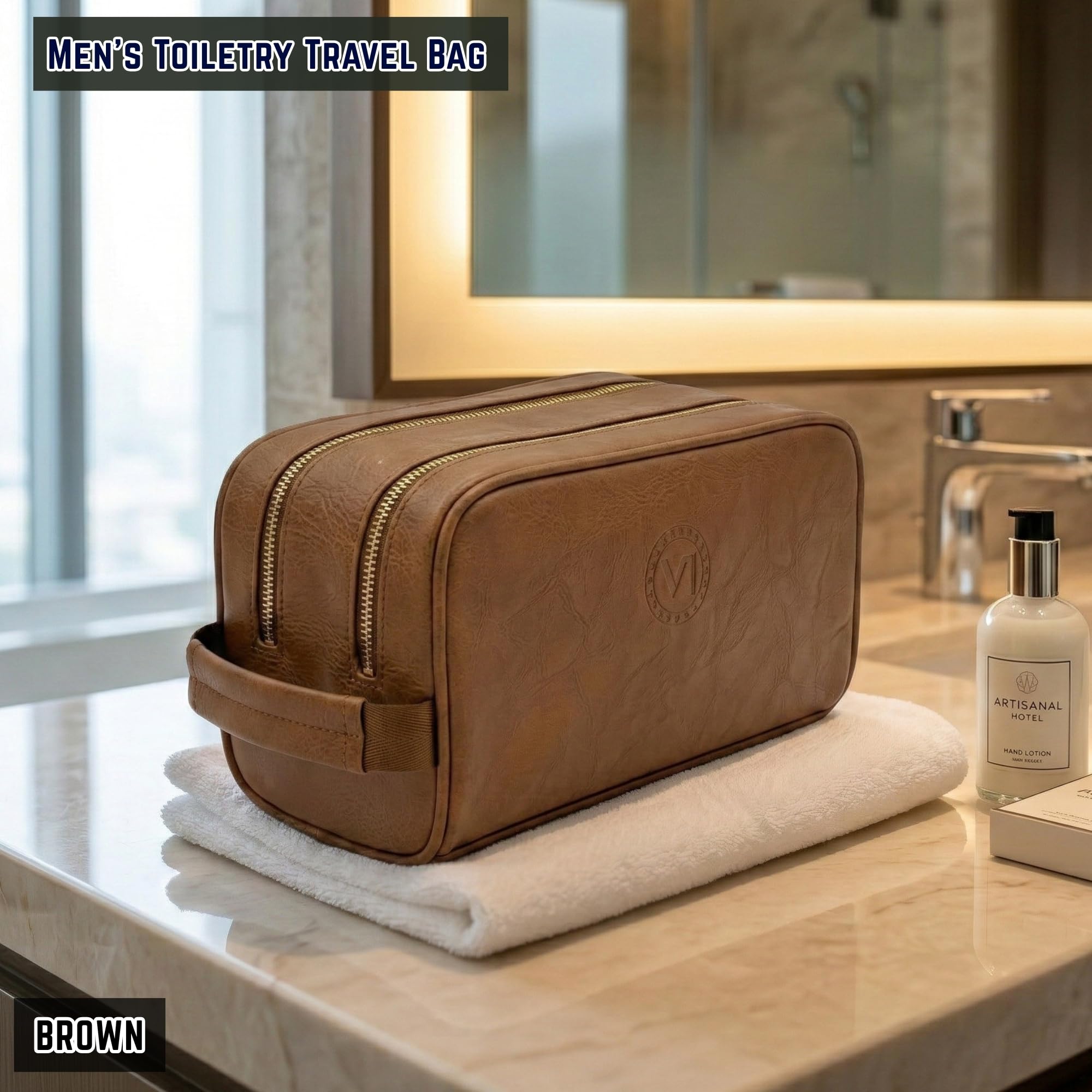Travel Dopp Gift cosmetico di alta qualità Classic Toiletry Borsa a mano grande capacità due scomparti cerniere YKK impermeabili borchie inferiori tasche in rete organizzatore durevole