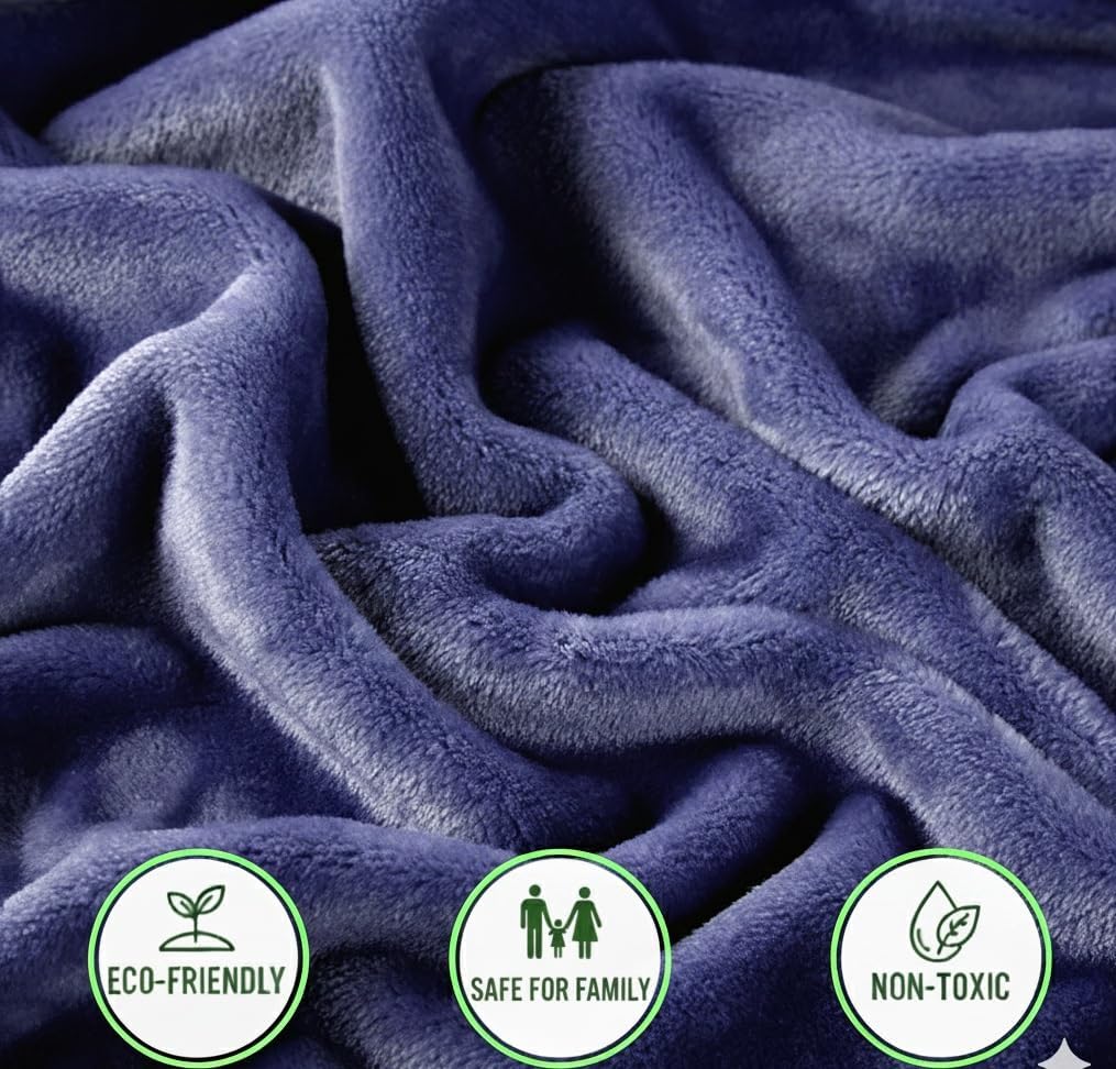 Surii Home Luxury Microfiber Flannel Blanket, Super Soft, Warm, Cozy, Fluffy, and Breathable, Perfect Throws for Bed, Couch, Sofa, for All Season Use. 350GSM Twin Size 60x80 Inches (Navy Blue)