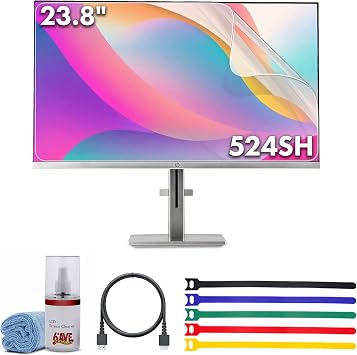 HP Series 5 524SH 23.8" Full HD 19201080 Monitor | IPS Display, 100Hz, Slim Bezel, Eye Comfort Tech, Height Adjustable Stand & HDMI Connection, Replaces M24H 94C19AA#ABA + Screen Protector + More