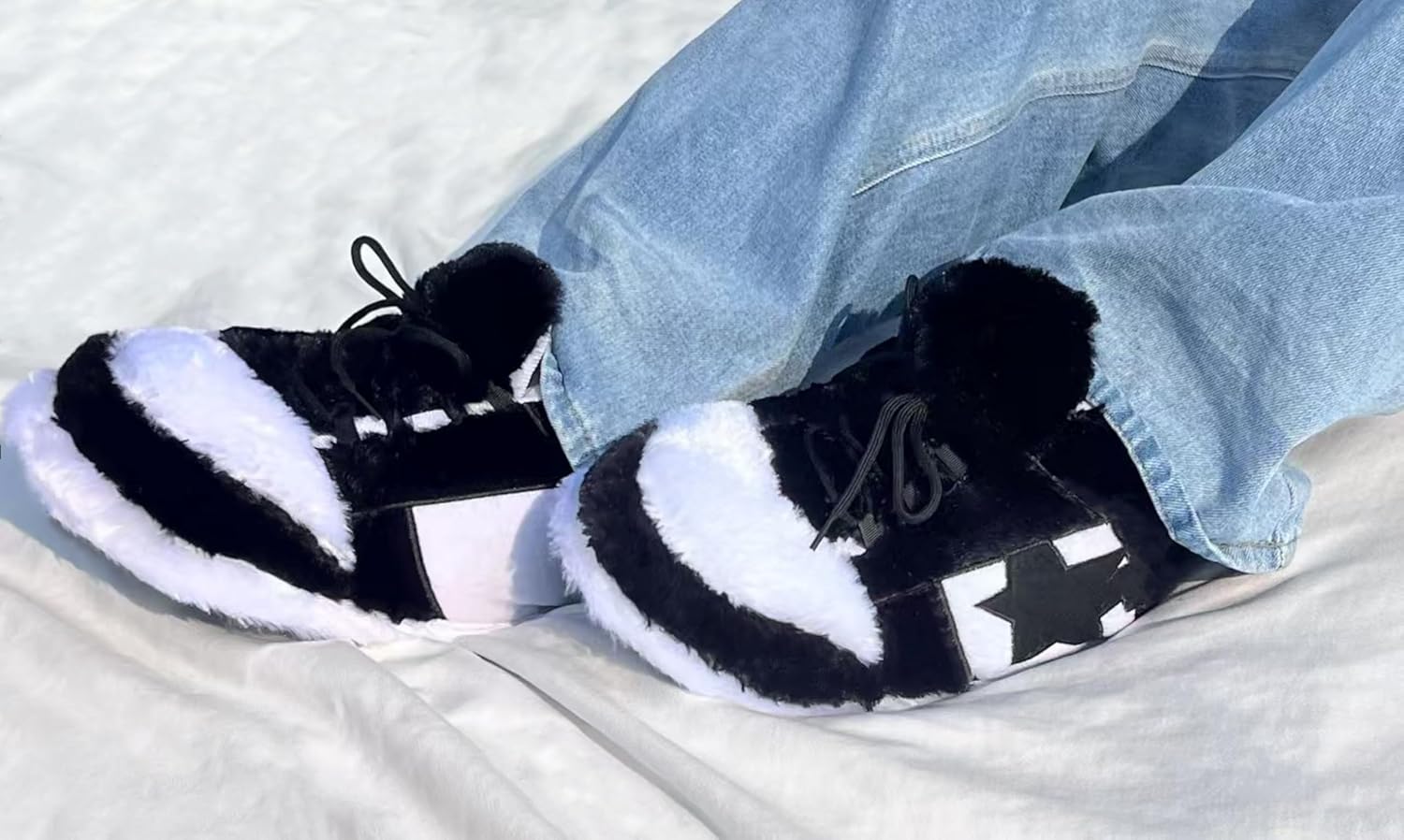 CUTEGAL Sneaker Slippers Star Fluffy Shoes Memory Foam One Size Indoor Comfy and Trendy for Men Unisex Home Pantuflas - Image 4