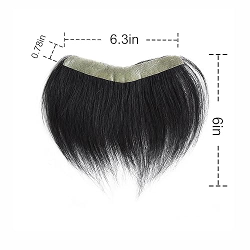 Miniatura 3 de Extensión frontal de cabello negro azabache para hombres, extensión de cabello lacio con pérdida de línea de cabello humano con cinta adhesiva de