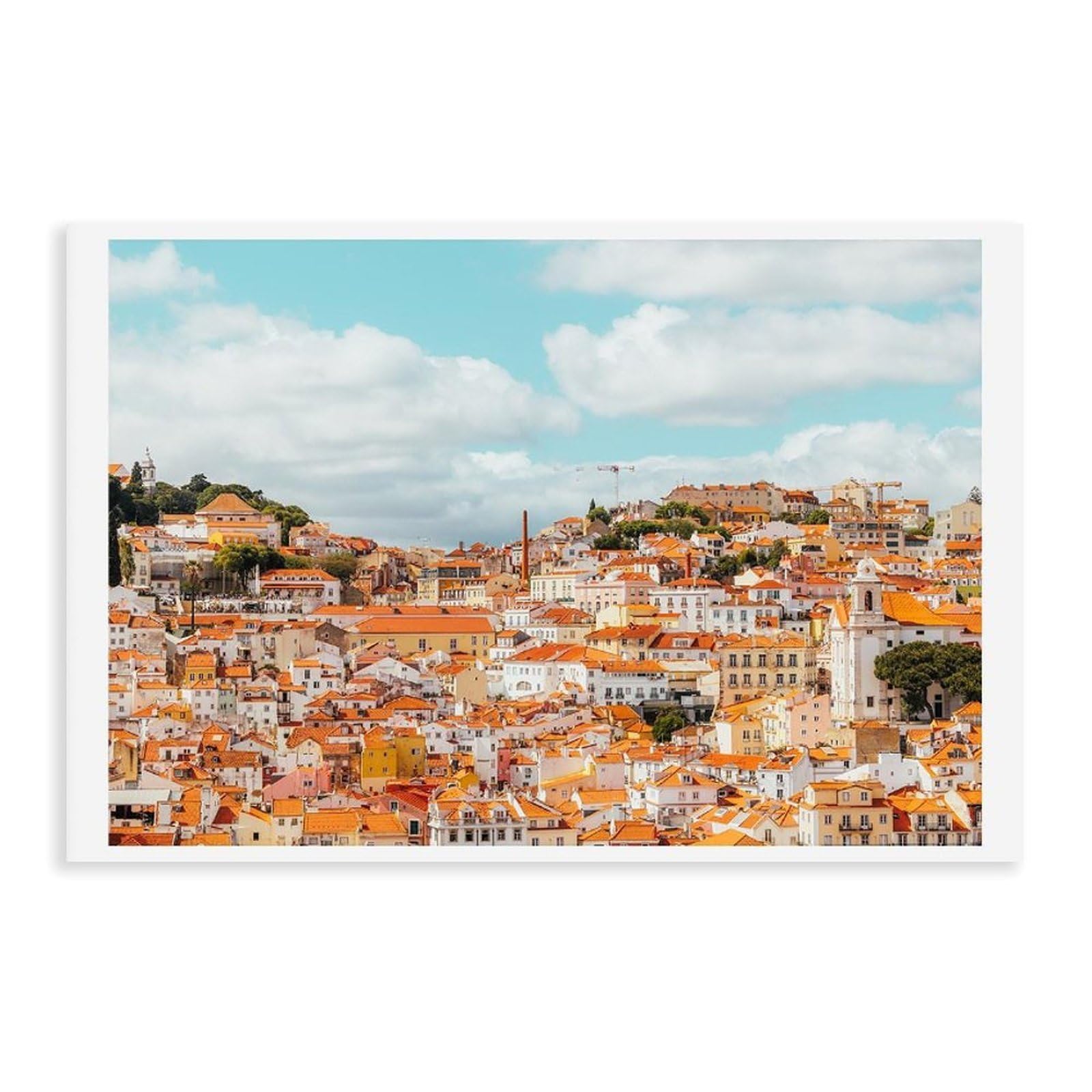 HEYANM Lisbon Rooftops Print Alfama District Portugal Cityscape Canvas Poster Bedroom Office Room Decor Gift Unframe 12x18inch