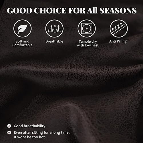 Miniatura 4 de Funda de sofá de gran tamaño para sofás de cuero, fundas elásticas para sofá con textura similar al cuero, lavable, antideslizante, funda para sofá