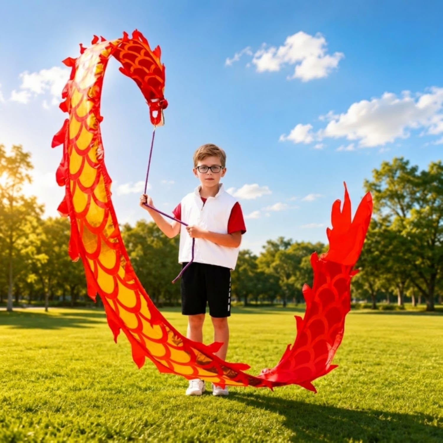 SNAPPSY Hand-Held Dragon Dance Prop Scale Pattern Long Flexible