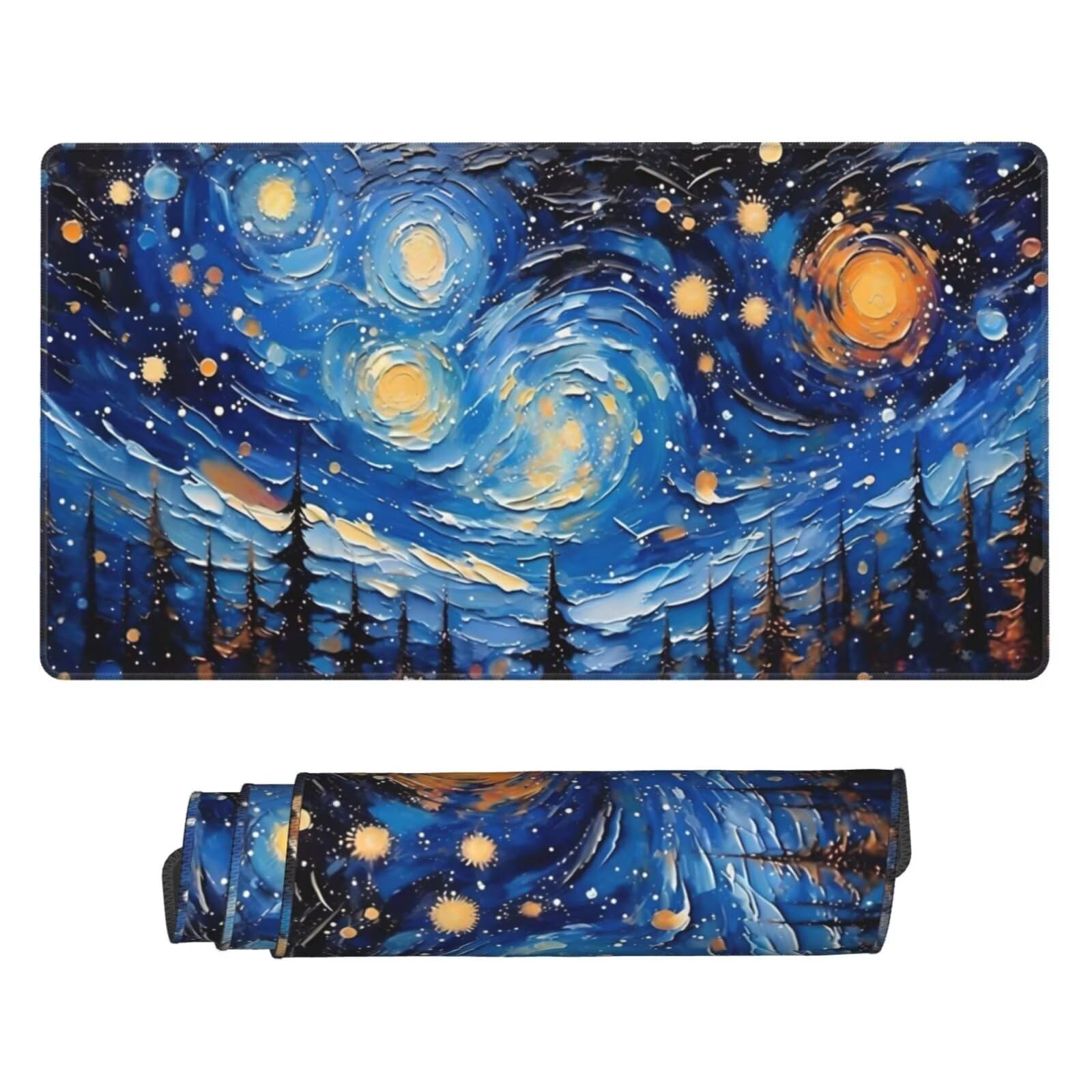 Gamingowa podkładka pod mysz, XXL, 1600 x 800 x 3 mm, podkładka pod mysz, abstrakcyjna, Starry Sky, akcesoria gamingowe z antypoślizgową podkładką, wodoodporna i trwała, do myszy i klawiatury,