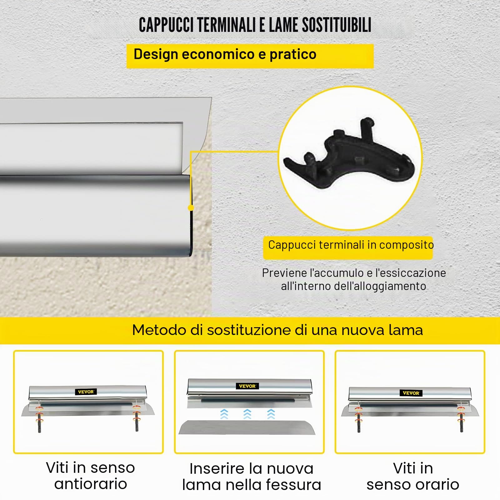 VEVOR Spatola di Finitura, Lama 40" Peso Netto 3Libbre Strumento Scremante in Acciaio Inossidabile per La Rimozione di Stucco, Mastice, Gesso, Stucco, Raschiatura,Vernice e Carta da Parati,Silk grigio