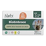 Naty BioEmbrace Baby Diapers Size 3 (9-20 lbs) | 100% Biobased on Skin | Plant-Based Softness | Dermatologically Tested, Super Absorbent | 100 Count