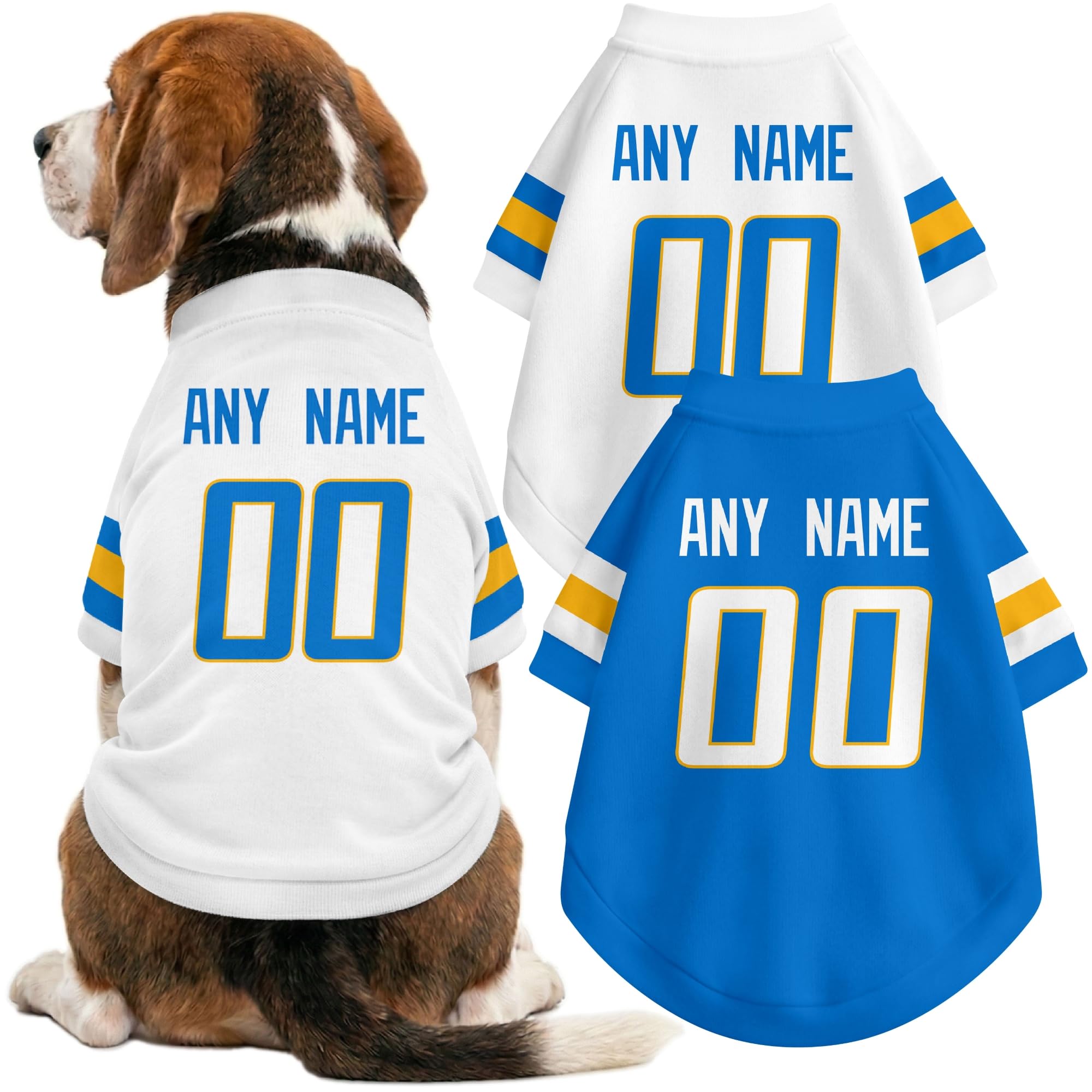 Los Angeles Dog Clothes Jersey Style Custom Pet T Shirt with Personalized Name Number for Small Medium Large Dogs