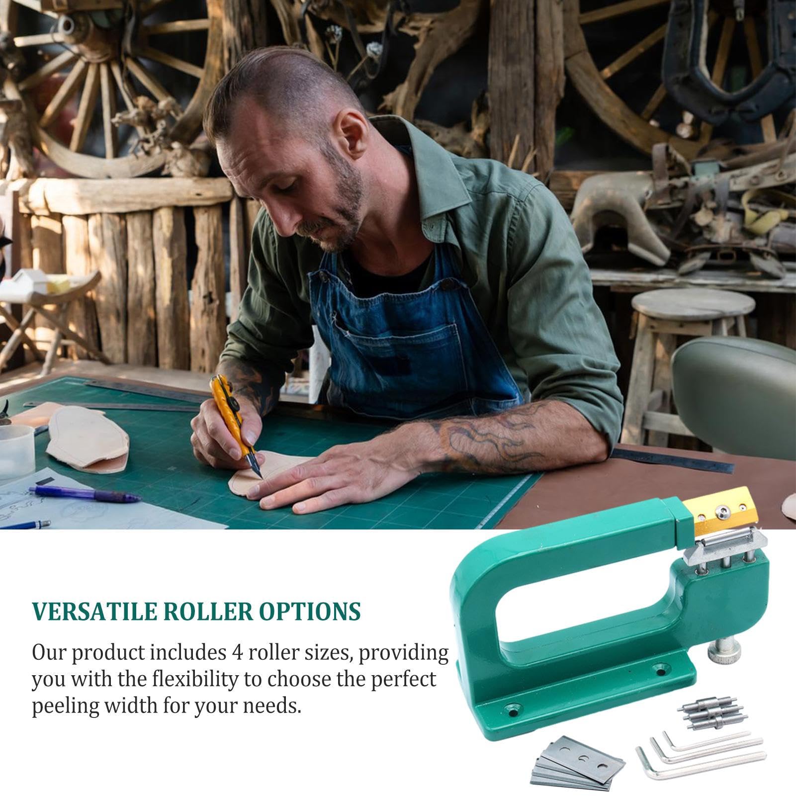 Generico Pelador manual – Herramienta para dividir la piel DIY | Herramienta para la artesanía de cuero | Ideal para dividir, pelar y modelar materiales en laboratorios, aficiones, Pro