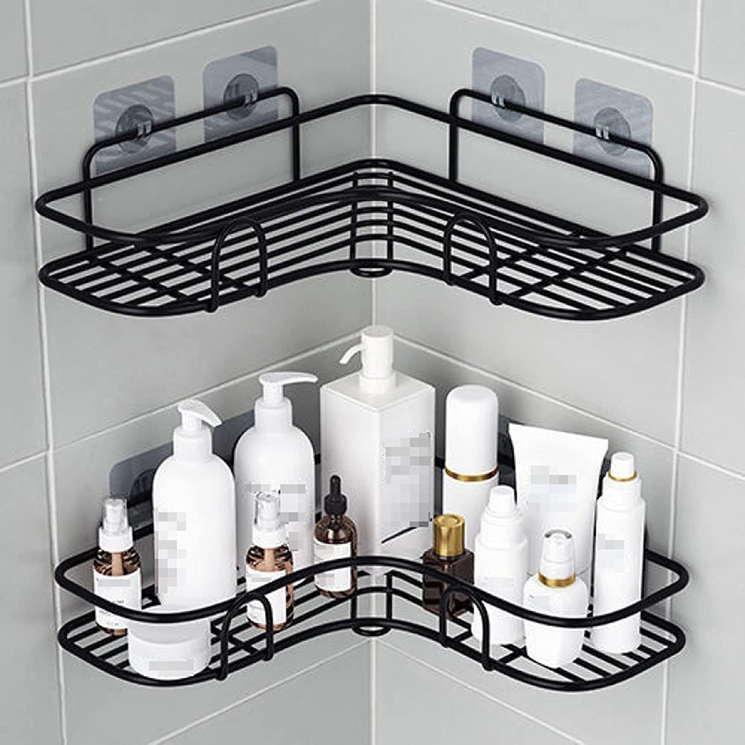 ROFRA Corner Shower Caddy Shelf 2-Pack Wall Mounted Shower Bathroom Shelf with Pack Adhesives Storage Organizer for Bathroom