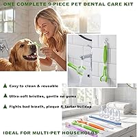 Vista 5 de Juego de cepillos de dientes para perros de triple cabeza y doble cabeza, cepillo de dientes de goma para dedos, cepillos de limpieza dental