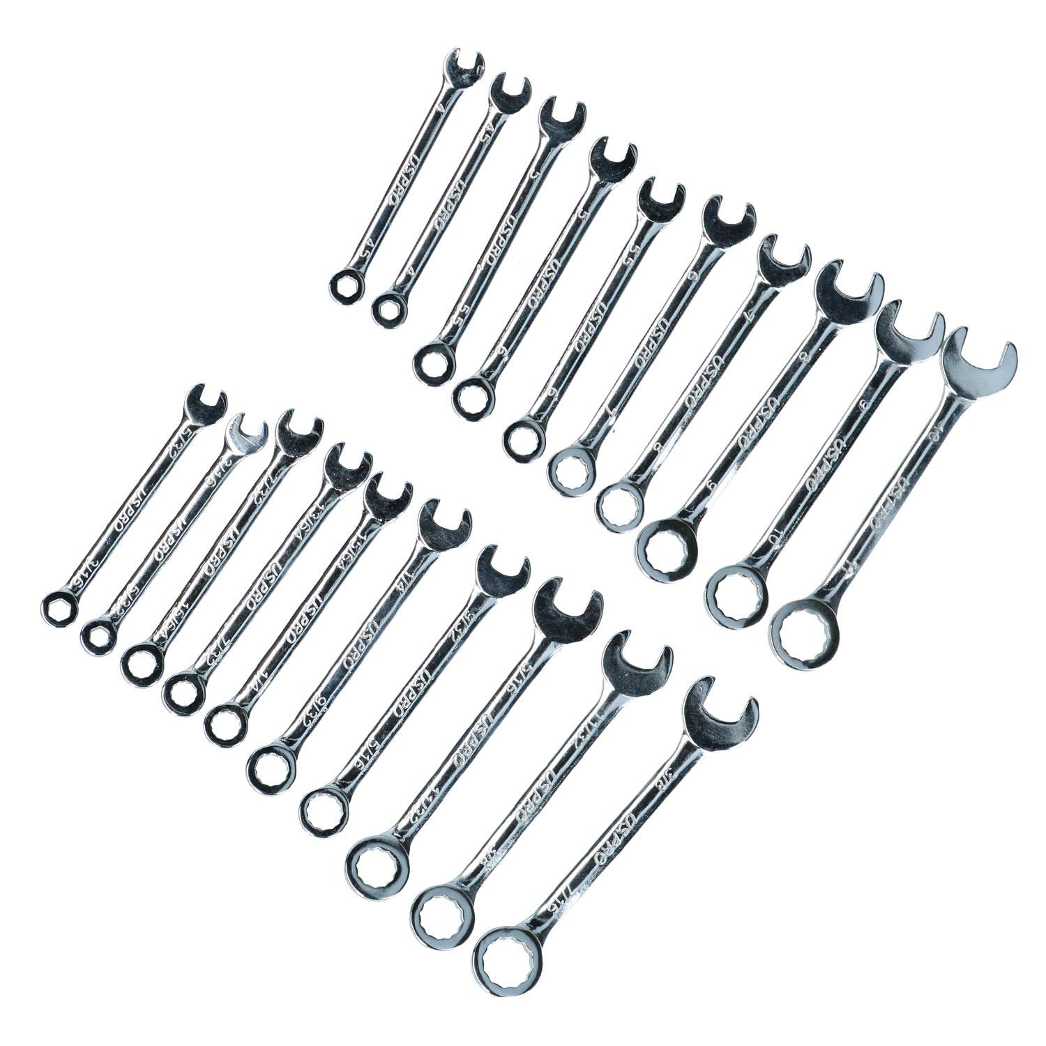 Ab Tools Silver Metric And Imperial Mini Combination Spanner Set 4 – 11Mm 3/16 – 7/16 20Pc