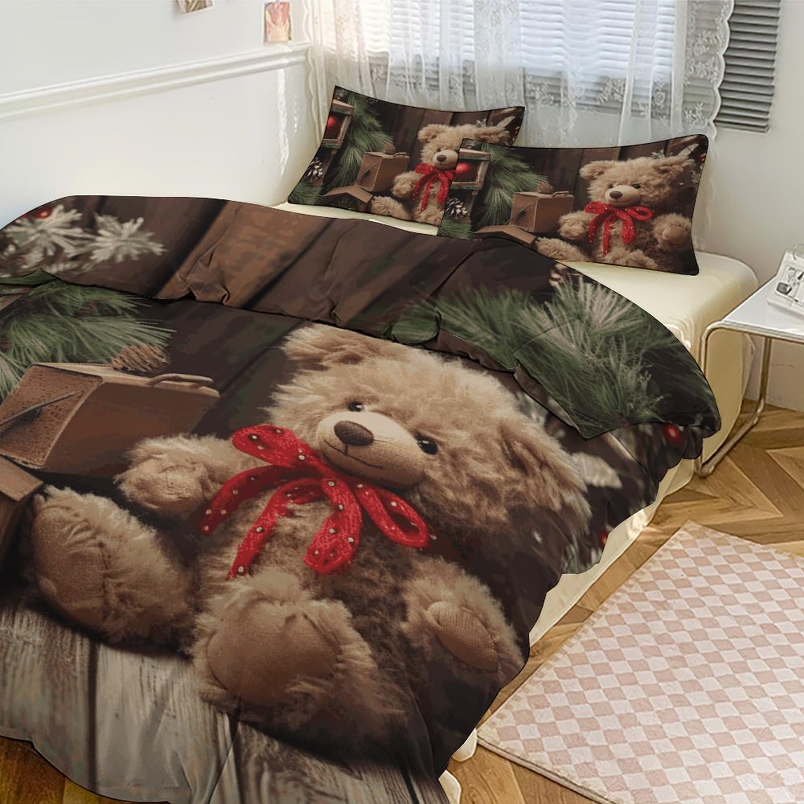 Parure de lit 3 pièces pour grand lit housse de couette épaisse contre le froid