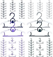 Vista 29 de Perchas de plástico para bebé, para guardería, armario, paquete de 60 perchas de plástico para niños, ahorro de espacio, antideslizantes