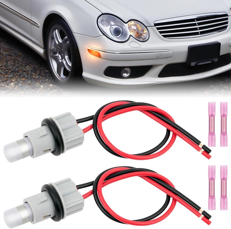 Soquete com chicote para lâmpada de luz lateral Svicari com lâmpada LED T10 para Mercedes-Benz – 2 unidades