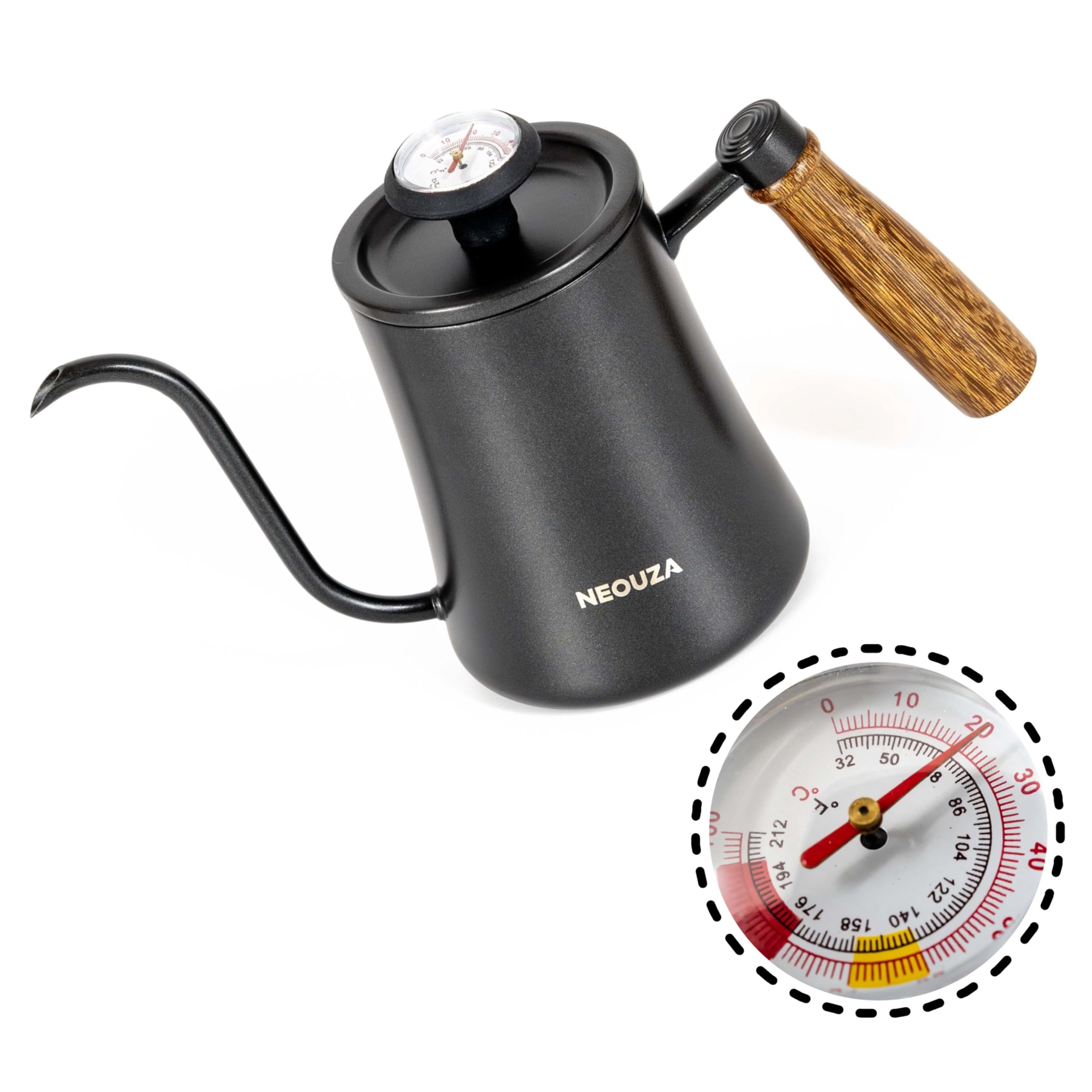 Amazon | NEOUZA 機械式温度計付き 500ml ゴースネックケトル 304