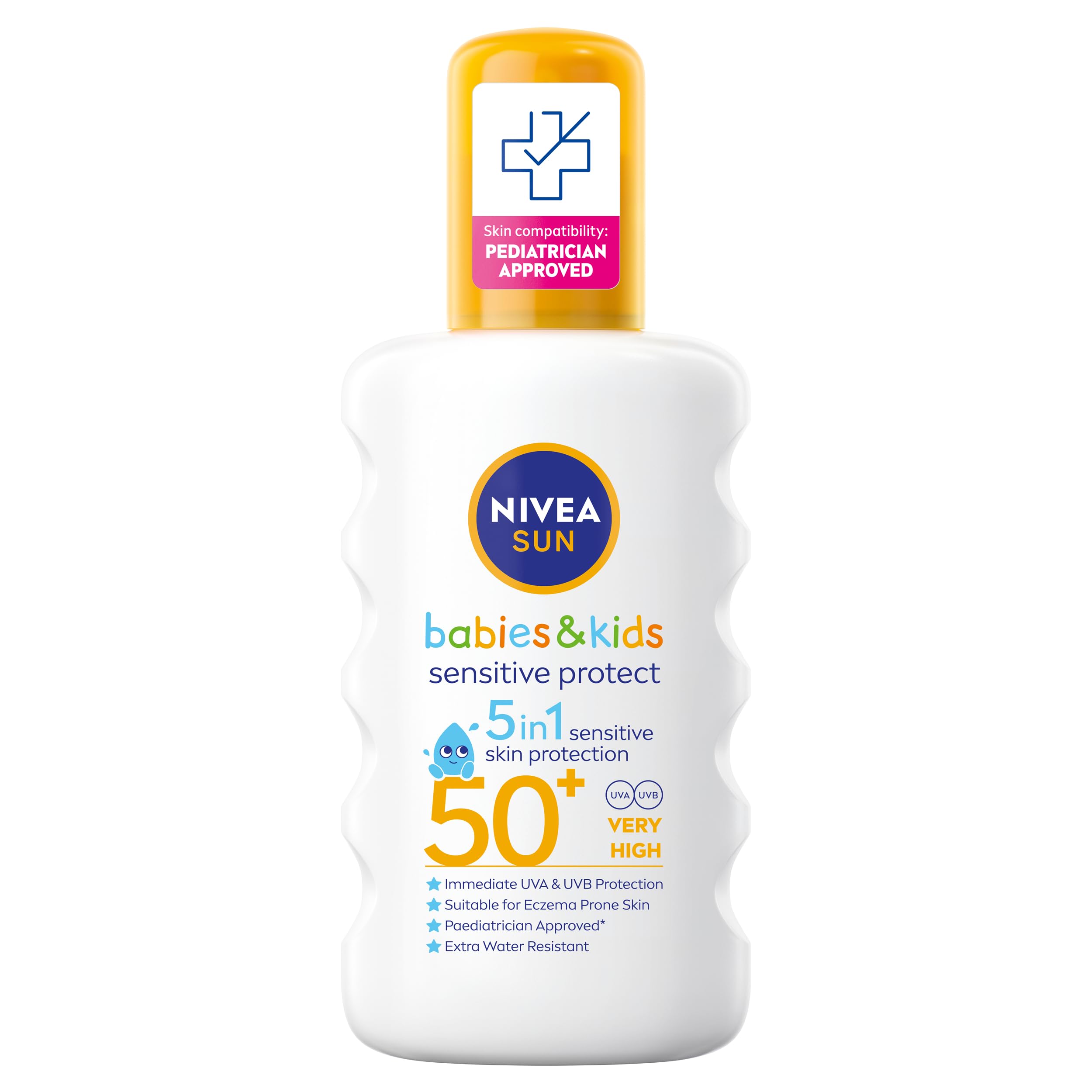 NIVEA SUN Kids Protect & Sensitive Spray (200ml) Sunscreen Spray with SPF 50+, Kids Suncream for Sensitive Skin, Immediately Protects Against Sun Exposure