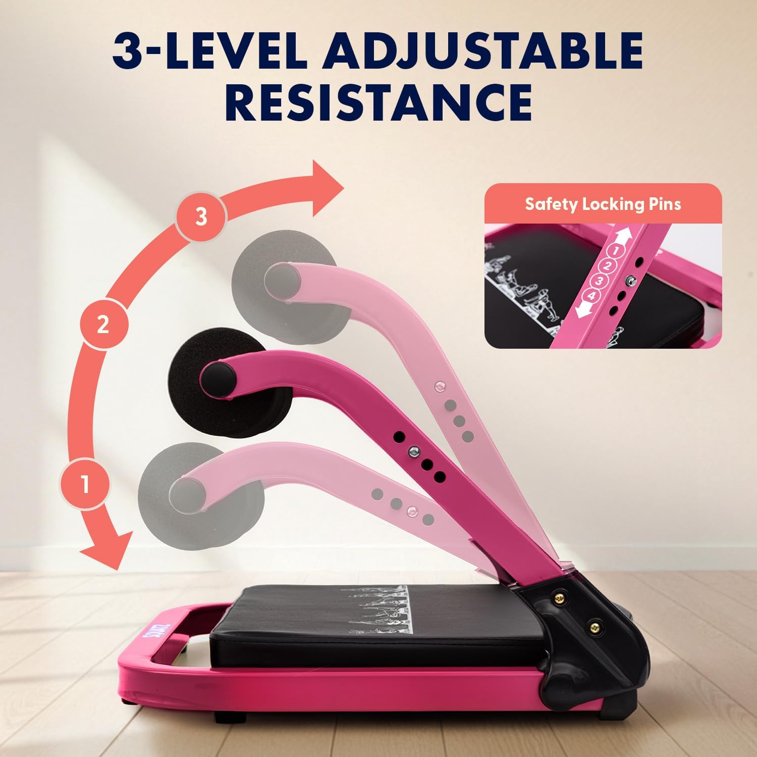 Squatz Ab Machine for Stomach Workout – Core & Sit-Up Exercise Equipment with 3 Resistance Levels for Home Gym, Adjustable Ab Trainer for Full-Body Workout with Automatic Rebound, 350 lbs Capacity