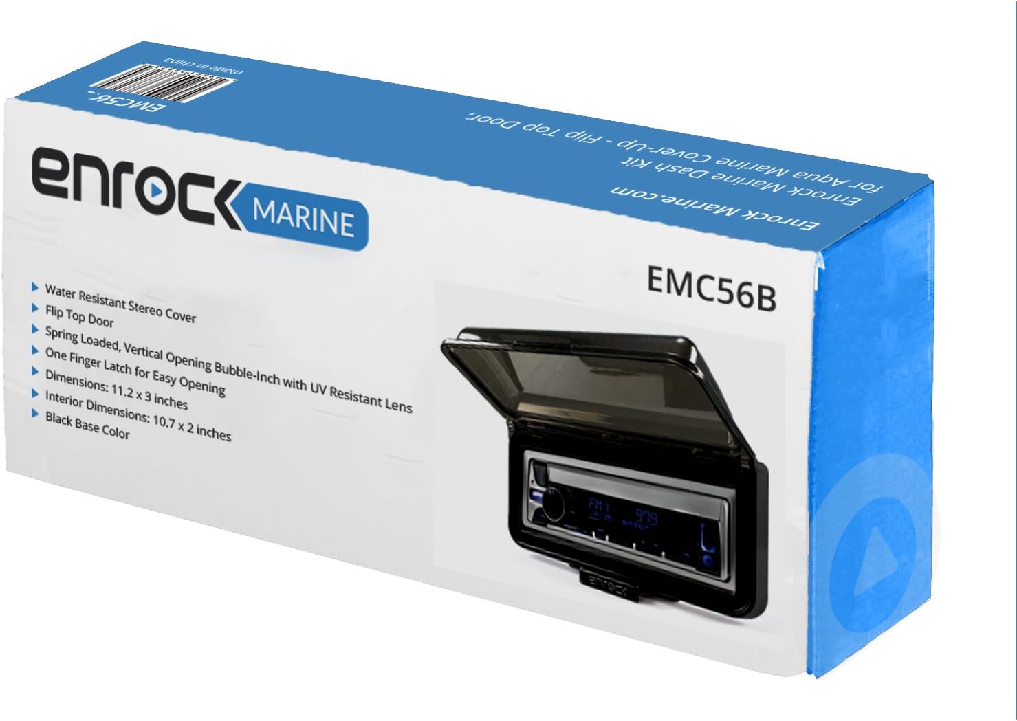 Enrock Marine Single DIN Stereo Receiver Dash Kit Cover Protector for Boat/Yacht/Off Road Vehicles (Black) - UV-Resistant, Spring Loaded Tinted Flip Top Door