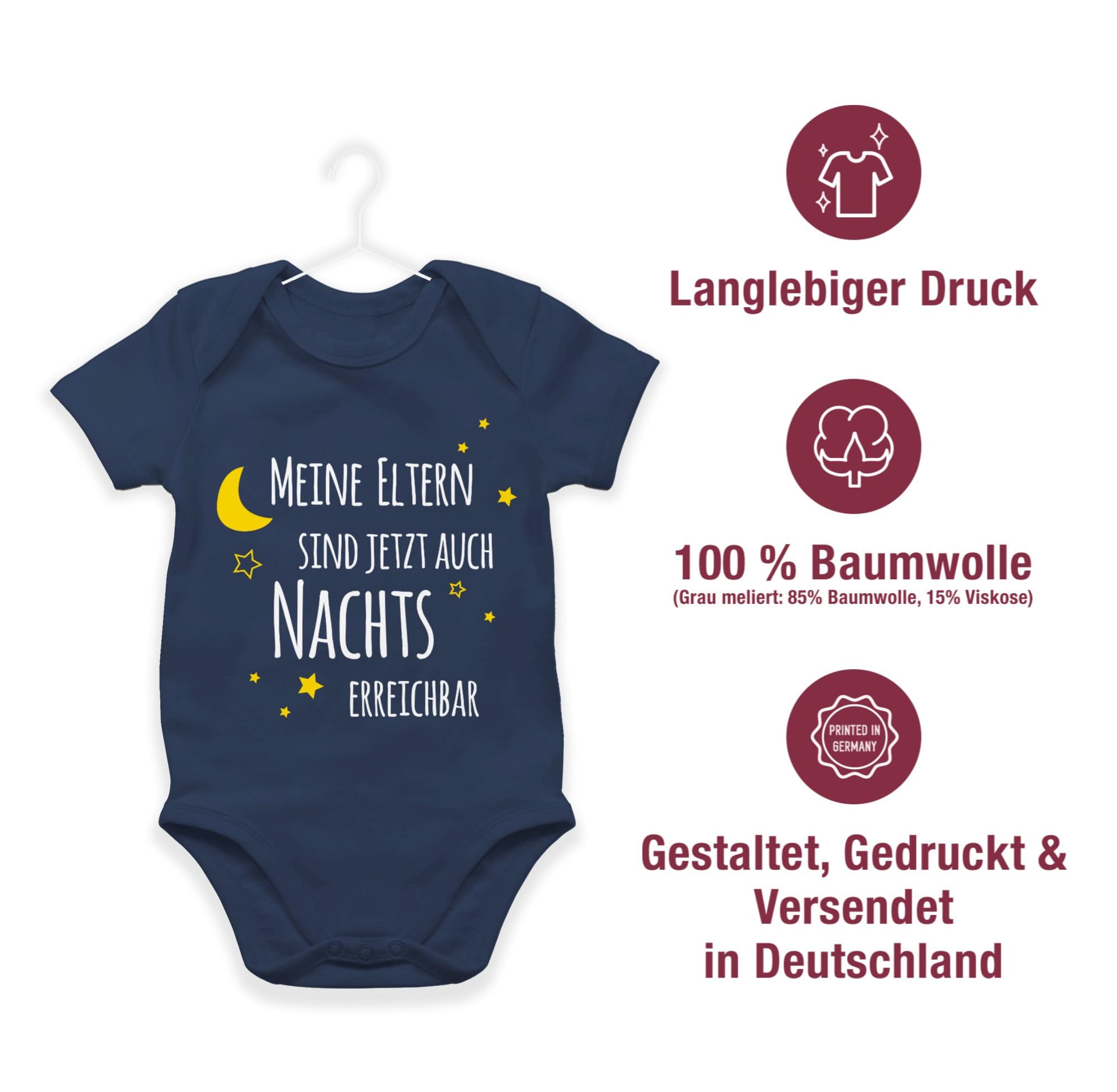 Shirtracer - Baby Body Kurzarm - Sprüche - Meine Eltern sind jetzt auch nachts erreichbar I