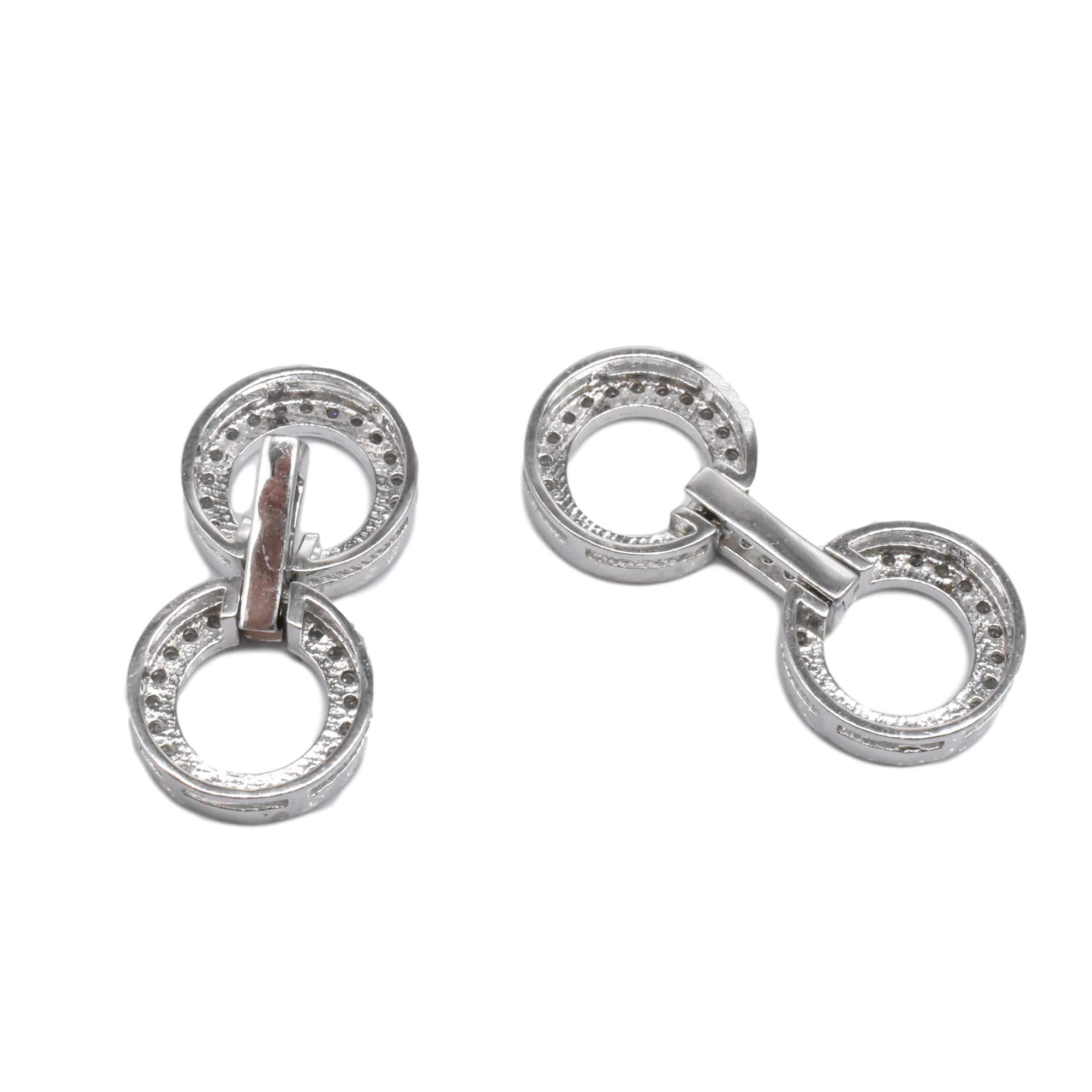 Connettore a Doppio Anello in Argento Sterling 925 per Braccialetti di Perle, Collane con Zirconi, Chiusura a Cerchio Lucido