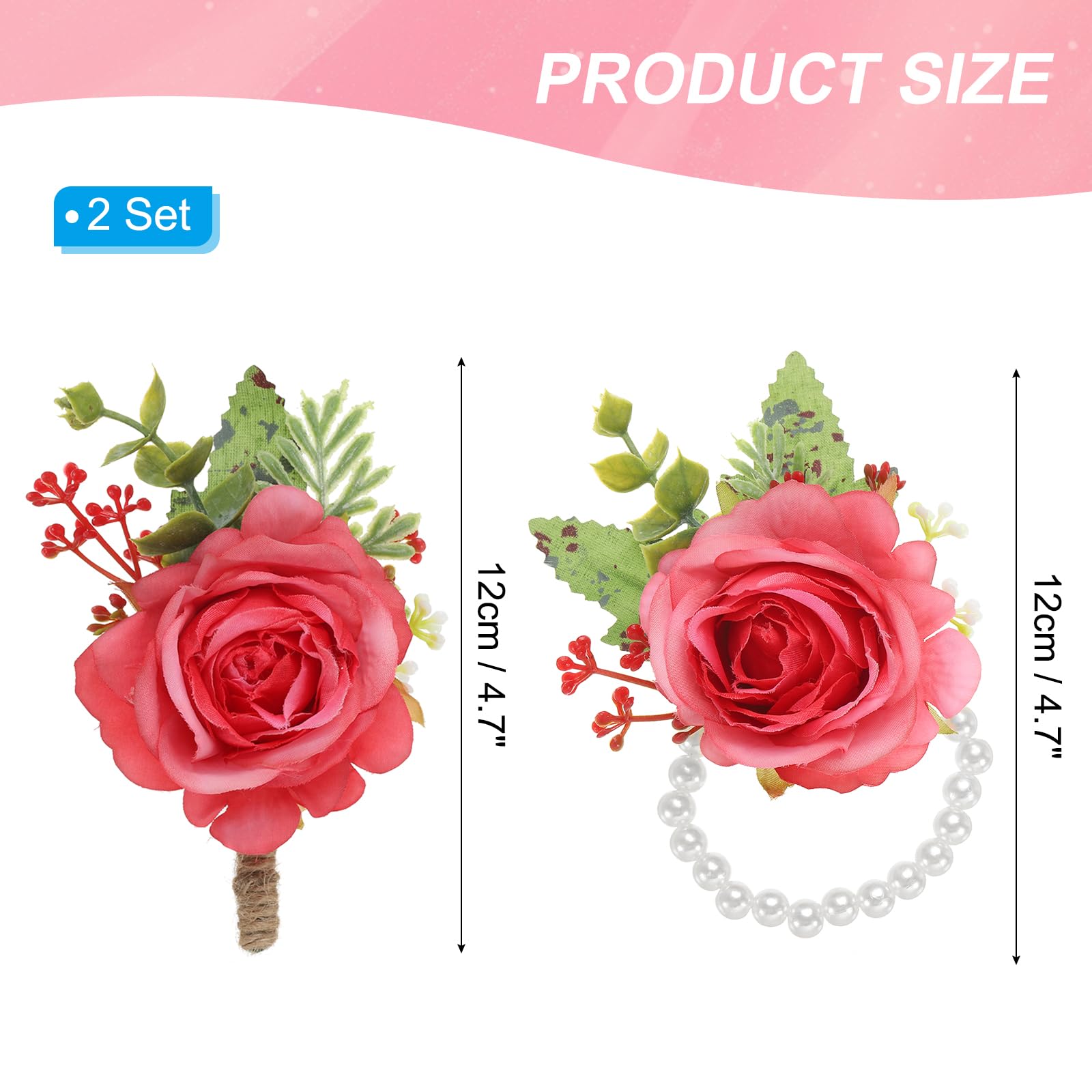 PATIKIL Rose Wrist Corsage and Boutonnieres Set - Image 2