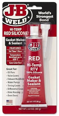 J-B Weld 31314 High Temperature RTV Silicone Gasket Maker and Sealant - Red - 3 oz.