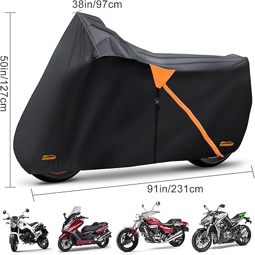Miniatura 2 de Funda para motocicleta, impermeable, con cremallera, para todas las estaciones, resistente al viento, alta resistencia al calor, al polvo y a la