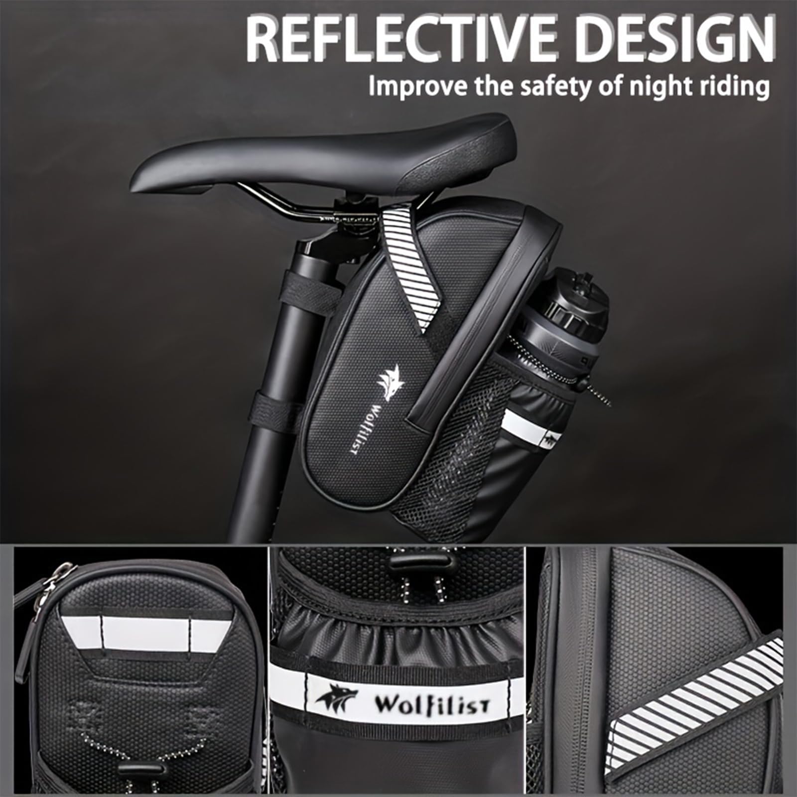 Canyon Bike Bike Seat Bag With Water Bottle Holder Waterproof