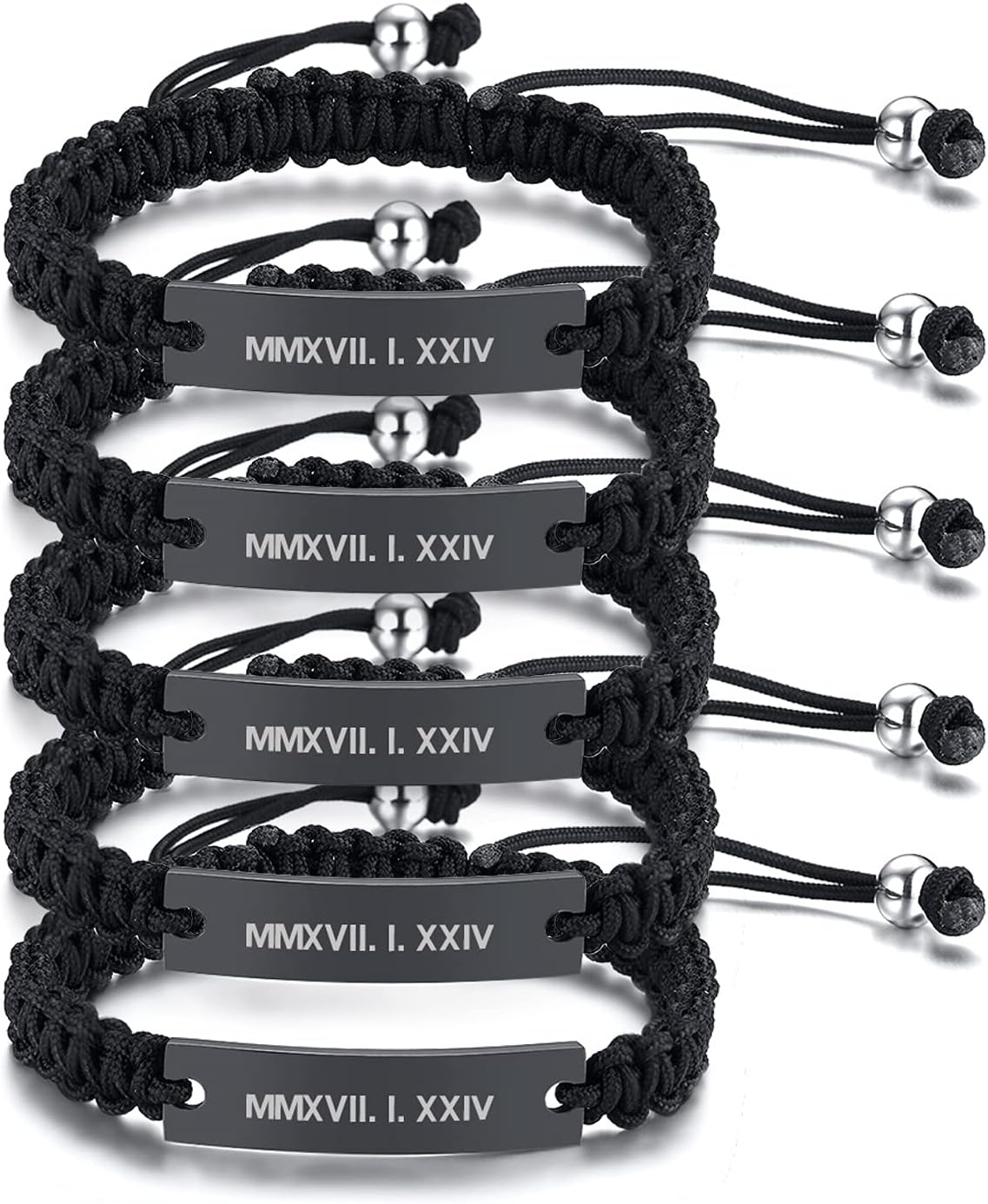 MEALGUET Personalized ID Couple Bracelets Custom Engraving Handmade Braided Rope Wrist Bangle for Men Women Friendship, Adjustable,Customized Bracelet Gift for Men Husband