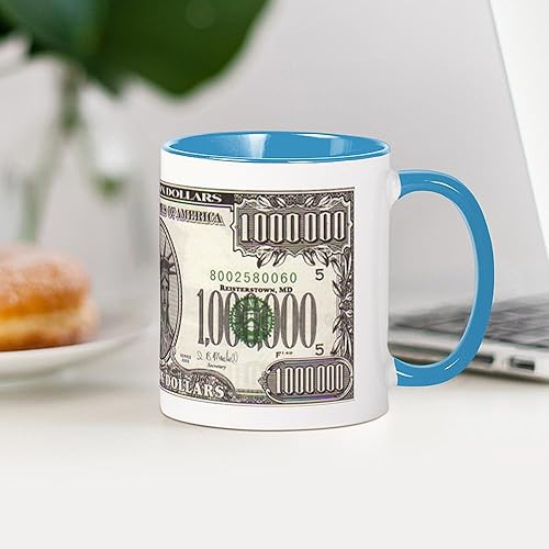 Vista 87 de CafePress Taza de café de cerámica Million Dollar (11 oz) Blanco - Taza del millón de dólares,Blanco - Taza de billetes de 100 dólares,Taza blanca