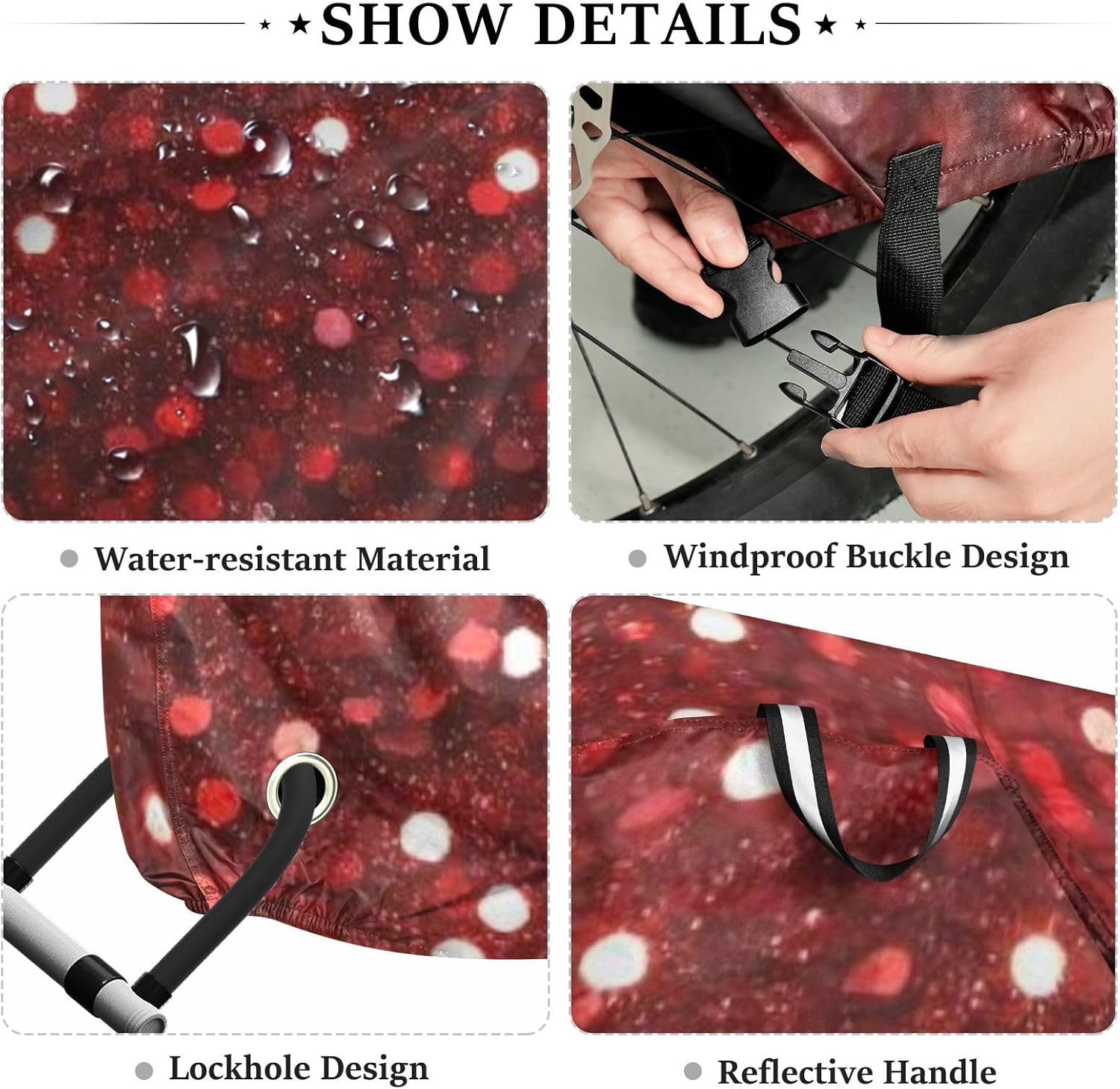 Fake Glitter Red Outdoor Bike Cover Waterproof Outdoor Motorcycle Cover Bikes Accessories
