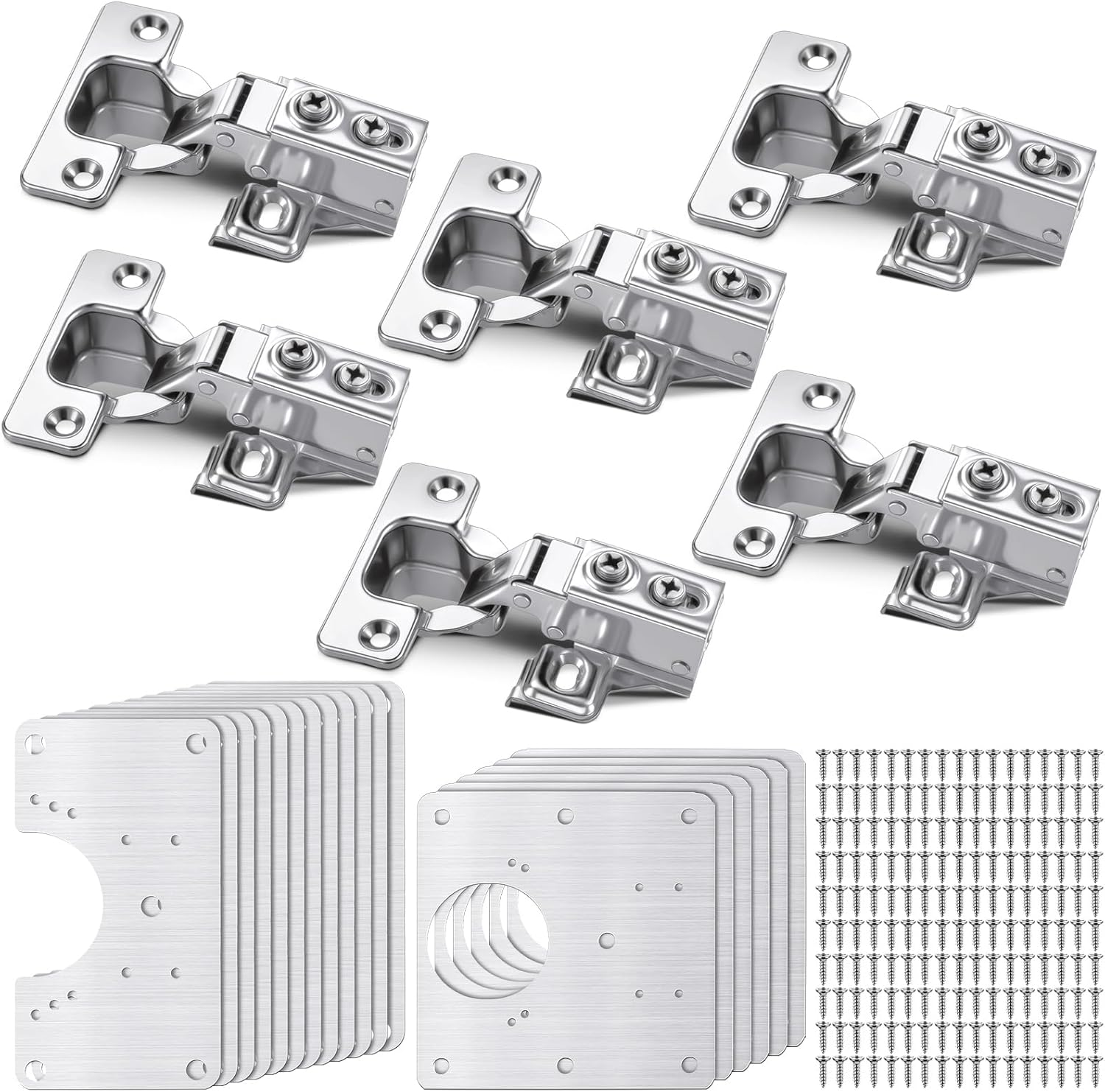 Zonon 18 Pcs Cabinet Hinge Repair Plate, Stainless Steel Hinge Repair ...