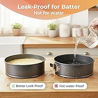 Vista 5 de RFAQK Juego de 150 piezas de moldes para pasteles para hornear + suministros para decorar pasteles: Juego de 3 moldes redondos antiadherentes