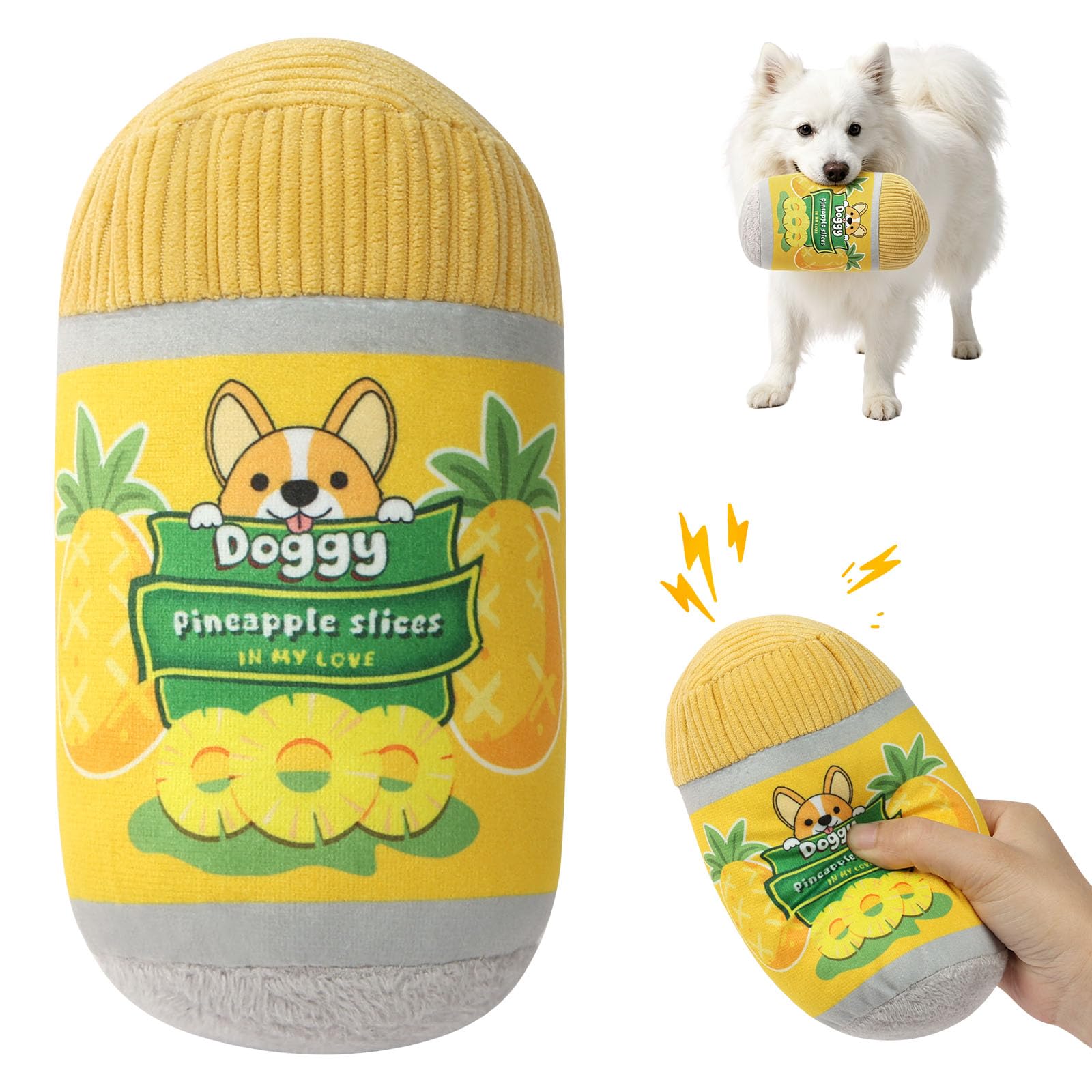 Aomig Yellow Jar Dog Toy Snuffle Treat Dispensing Hide Seek Nose Work Toy