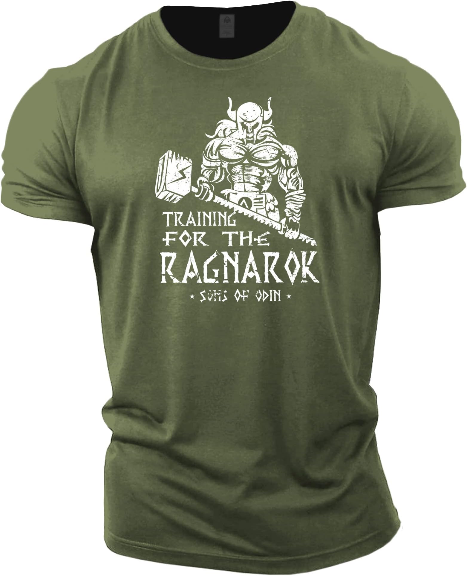 GYMTIERTraining for Ragnarok -Viking Gym T-Shirt for Men Bodybuilding Weighlifting Strongman Training Top Active Wear, Green, M