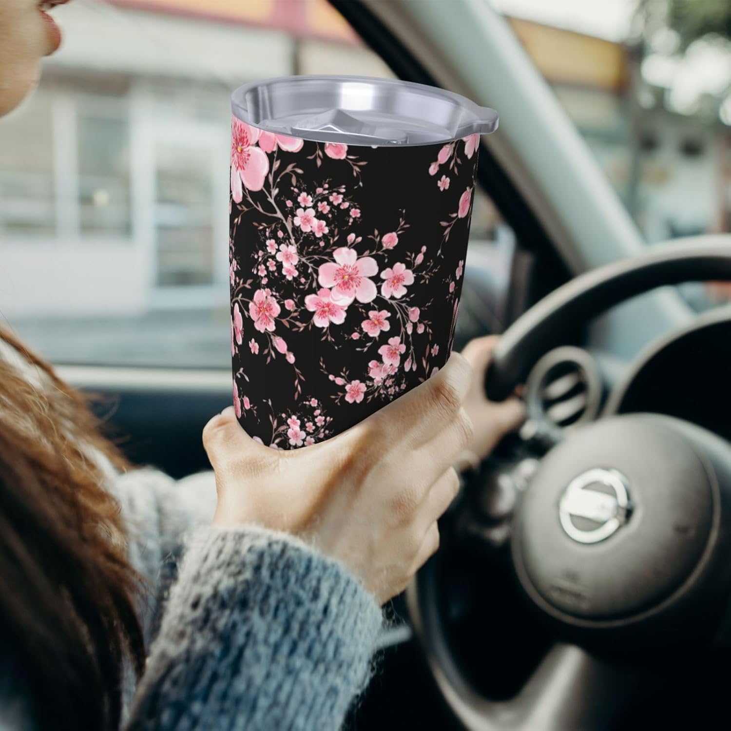 Cherry Blossom Tumbler 20oz Floral Stainless Steel Vacuum Insulated Tumblers with Lid and Straw Flowers Travel Coffee Mug Tea Wine Cups Water Bottle Gifts for Women - Image 6