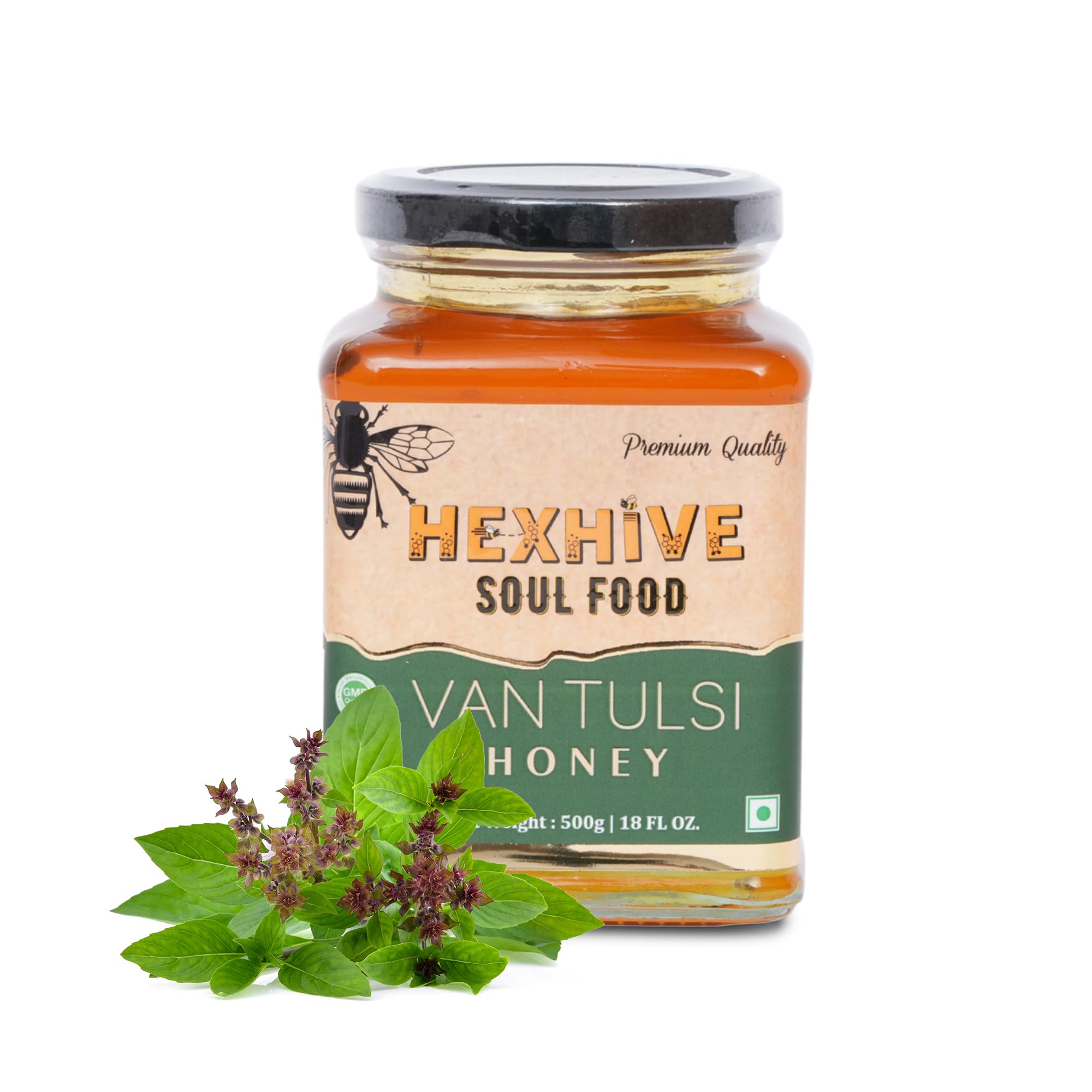 Hexhive Van Tulsi Honey | Pure Organic Honey | Tulsi Plant Infused