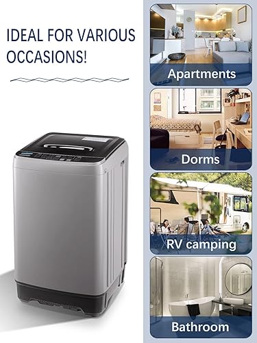 Miniatura 6 de 17.7 lbs Full Automatic Washer with Drain Pump, Krib Bling Washing Machine with LED Display, 10 Washing Programs &amp; 8 Water Levels Selections, Ideal