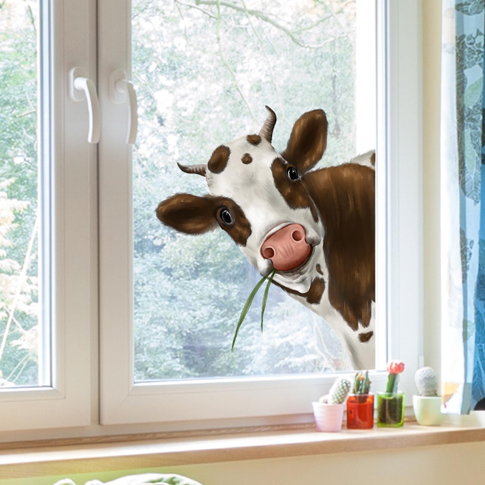 3 Pegatinas Vaca - Pegatinas 3D Animales Divertidos - Vacas Para Salón, Dormitorio, Habitación Infantil, Ventana, Puerta, Pared - 30x30 Cm