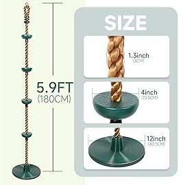Climbing Rope with Platforms and Disc Swing Seat Set Playground Accessories Including Bonus Hanging Strap & Carabiner Tree Swing for Kids Rope Swings for Tree