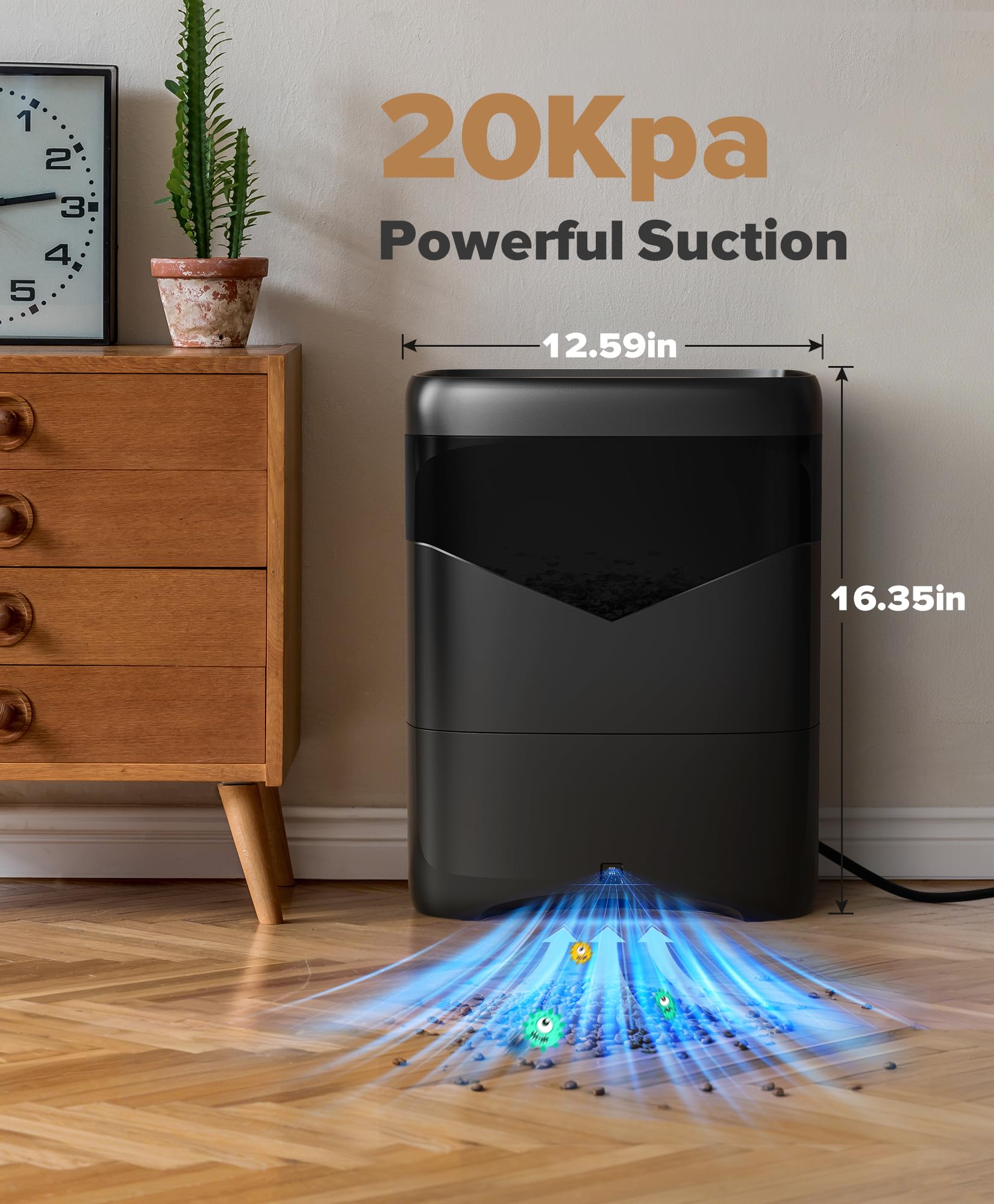 LyriFine Pro Touchless Vacuum Automatic Dustpan, 20Kpa Suction Ultra Fast & Powerful Hair Vacuum for Salons Pet Hair Food, Auto Sensors, 6L Large Capacity Corded Canister Vacuum, Bagless, 2 Modes - 4