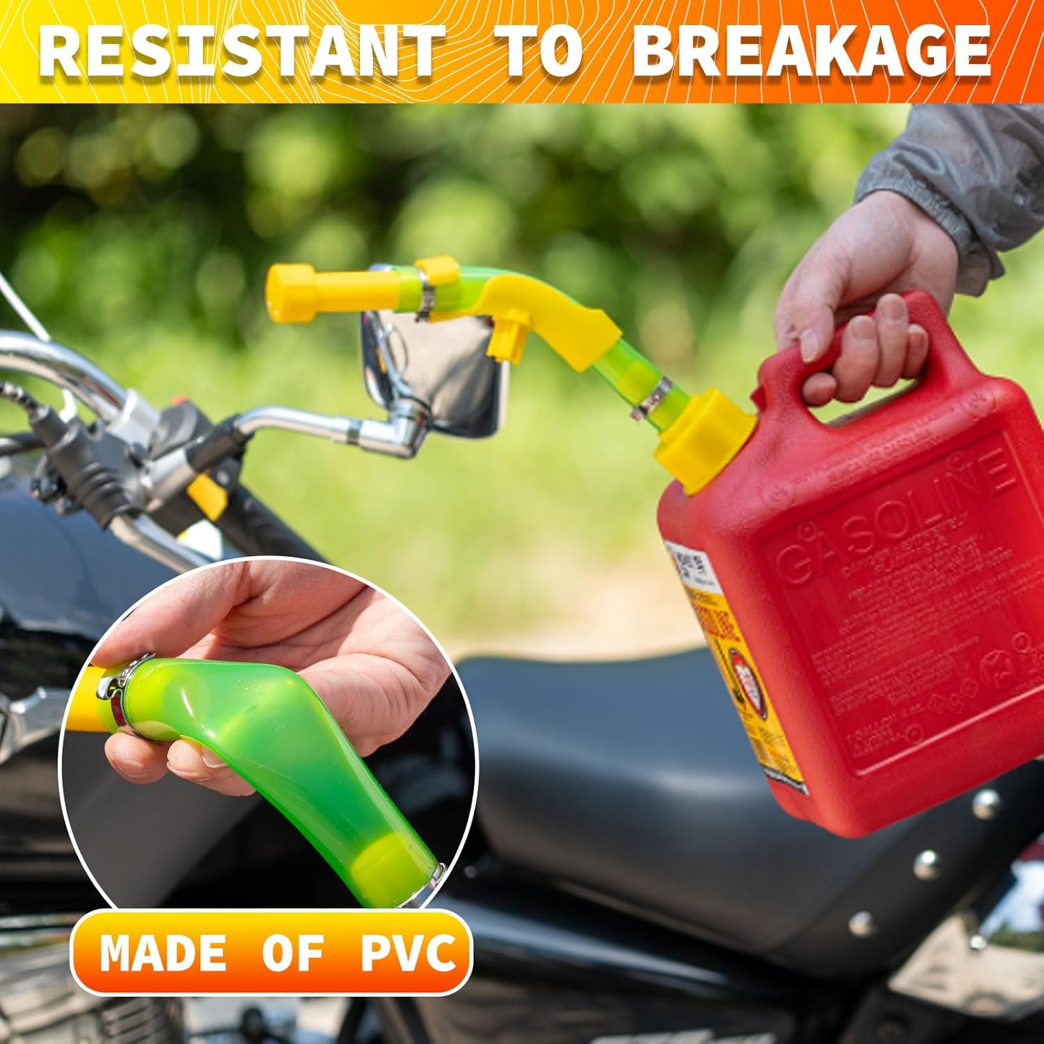 4-Pack Complete Fuel Can Accessory Kit – 10.8" Gas Can Spout Replacement with Hose Bender & Yellow Gas Cap for Midwest/Scepter 1/2/5/10 Gallon Jugs (Fits 1.75"-1.8" Threads)